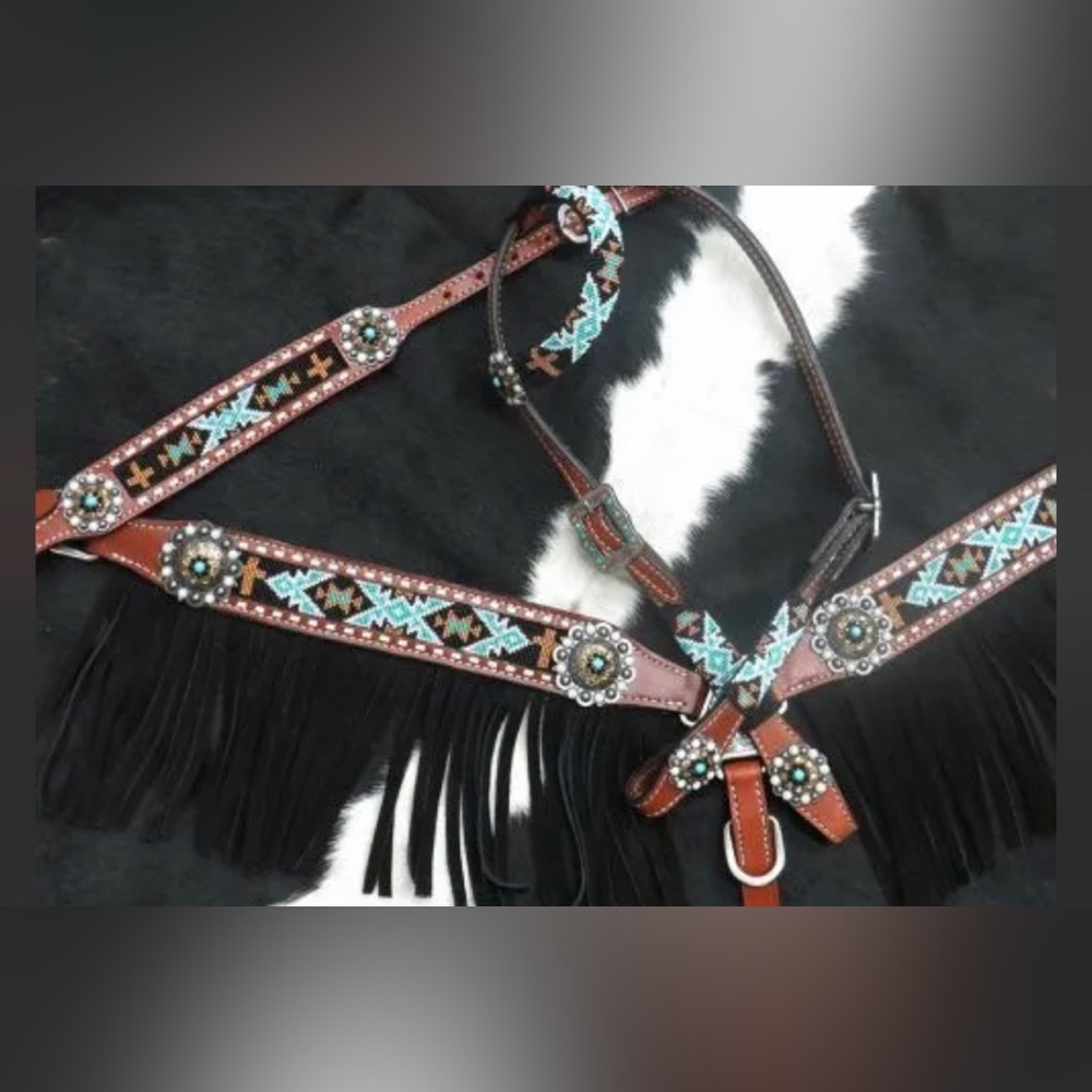 Headstall, breast collar, wither strap set